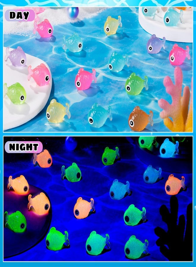 LHSYFBZ 48Pcs Luminous Mini Resin Fish, Miniature Glow in The Dark Fish Ornament for Garden, Landscape, Aquarium, Dollhouse, Birthday Party, Room Crafts Decor - Image 5